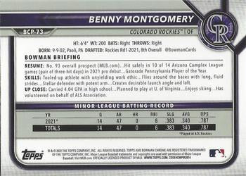 2022 Topps Bowman Chrome Prospects Mojo Refractor Benny Montgomery BCP-73