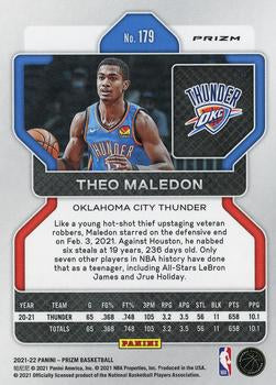 2021-22 Panini Silver Prizm Theo Maledon 179 Oklahoma City Thunder