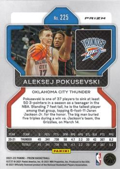 2021-22 Panini Silver Prizm Aleksej Pokusevski 225 Oklahoma City Thunder