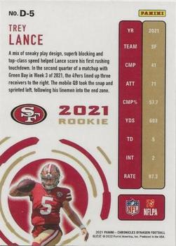 2021 Panini Chronicles Dynagon Trey Lance Rookie RC #D-5 San Francisco 49ers