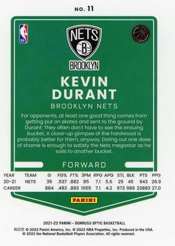 2021-22 Panini Donruss Optic Kevin Durant #11 Brooklyn Nets