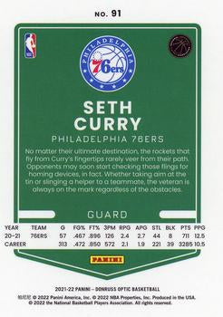 2021-22 Panini Donruss Optic Seth Curry #91 Philadelphia 76ers