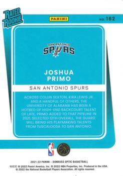 2021-22 Panini Donruss Optic Rated Rookies Joshua Primo #162 San Antonio Spurs