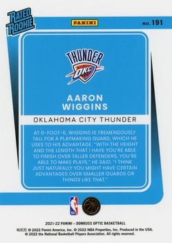 2021-22 Panini Donruss Optic Rated Rookies Aaron Wiggins #191 Oklahoma City Thunder