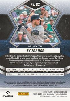 2022 Panini Mosaic Ty France Base Silver Prizm #82 Seattle Mariners