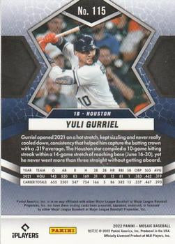 2022 Panini Mosaic Yuli Gurriel Base Silver Prizm #115 Houston Astros
