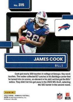 James Cook 2022 Donruss Rated Rookie #315 Buffalo Bills