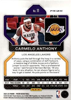 2021-22 Panini Silver Wave Prizm Carmelo Anthony 11 Los Angeles Lakers