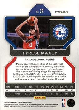 2021-22 Panini Prizm Silver Tyrese Maxey #28 Philadelphia 76ers