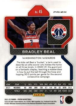 2021-22 Panini Silver Prizm Bradley Beal 45 Washington Wizards