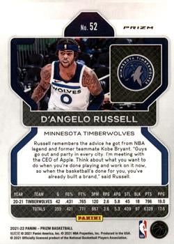 2021-22 Panini Silver Wave Prizm D'Angelo Russell 52 Minnesota Timberwolves