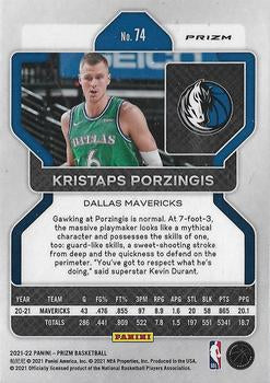 2021-22 Panini Silver Wave Prizm Kristaps Porzingis 74 Dallas Mavericks