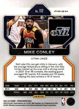 2021-22 Panini Silver Prizm Mike Conley 117 Utah Jazz