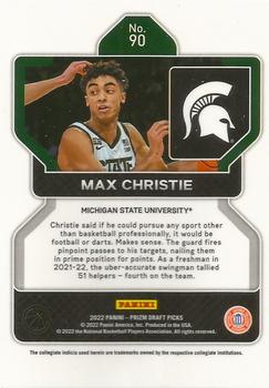 2022 Panini Prizm Draft Pick Max Christie Rookie RC#90 Michigan State Spartans