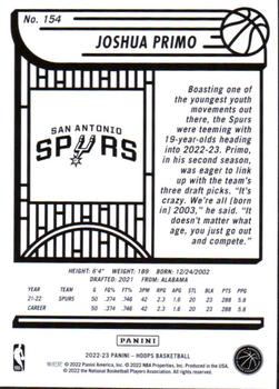 2022-23 Panini Hoops Joshua Primo #154 San Antonio Spurs