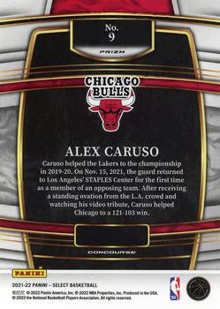 2021-22 Panini Select Alex Caruso Blue Prizm #9 Chicago Bulls