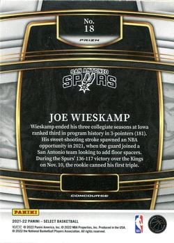 2021-22 Panini Select Joe Wieskamp Rookies Blue Prizm 18 San Antonio Spurs