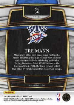 2021-22 Panini Select Tre Mann Rookies Blue Prizm 36 Oklahoma City Thunder