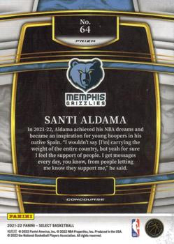 2021-22 Panini Select Santi Aldama Rookies Blue Prizm 64 Memphis Grizzlies