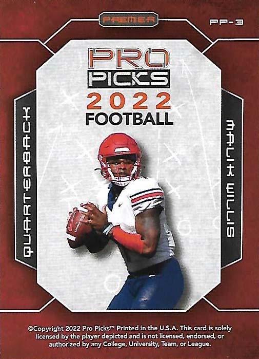 2022 Pro Pick Premium #PP-3 Malik Willis - Liberty Flames