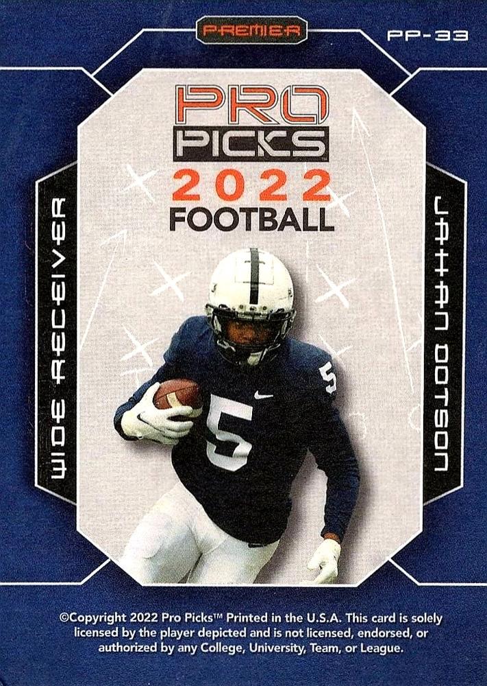 2022 Pro Pick Premium #PP-33 - Jahan Dotson - Penn State Nittany Lions