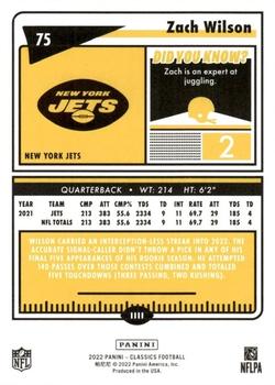 2022 Panini Classic Silver Prizm Zach Wilson #75 New York Jets