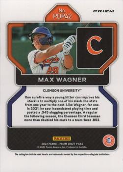 2022 Panini Prizm Draft Pick Max Wagner #42 Clemson Tigers