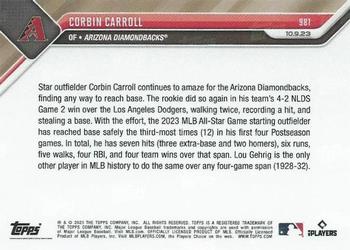 Corbin Carroll 25/25 2023 MLB TOPPS NOW® Card 981 - PR: 1645