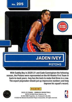 2022-23 Panini Donruss Jaden Ivey Rookie 205 Detroit Pistons