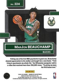 2022-23 Panini Donruss MarJon Beauchamp Rookie 224 Milwaukee Bucks