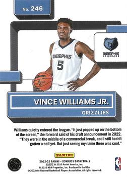 2022-23 Panini Donruss Vince Williams Jr. Rookie 246 Memphis Grizzlies