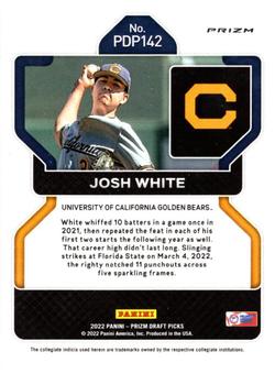 2022 Panini Prizm Draft Pick Josh White Neon Pink Velocity Prizms #142 Cal Golden Bears