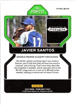 2022 Panini Prizm Draft Pick Javier Santos Neon Pink Velocity Prizms #211 High School