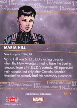 2022 Fleer Ultra Marvel Avengers 1st Appearance Maria Hill Insert #FA-11