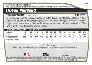 2023 Topps Big League Liover Peguero Rookie #21 Pittsburgh Pirates