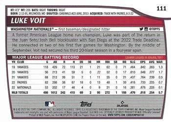 2023 Topps Big League Luke Voit #111 Washington Nationals