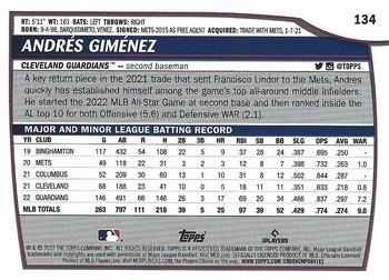 2023 Topps Big League Andres Gimenez #134 Cleveland Guardians