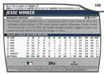 2023 Topps Big League Jesse Winker #190 Milwaukee Brewers