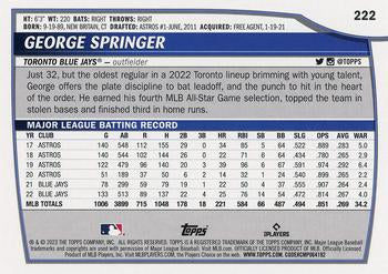 2023 Topps Big League RAINBOW FOIL George Springer #222 Toronto Blue Jays