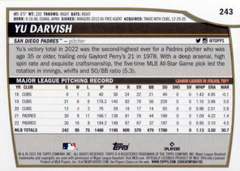2023 Topps Big League RAINBOW FOIL Yu Darvish #243 San Diego Padres