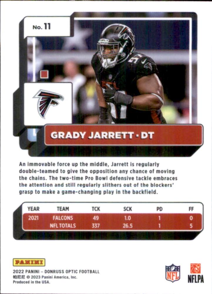 2022 Panini Donruss Optic #11 - Grady Jarrett - Atlanta Falcons