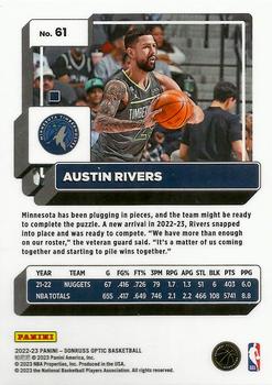 2022-23 Donruss Optic Austin Rivers Purple #61 Minnesota Timberwolves