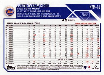 2023 Topps Justin Verlander #NYM-16 New York Mets