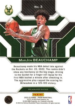 2022-23 Panini Prizm MarJon Beauchamp Emergent #3 Milwaukee Bucks