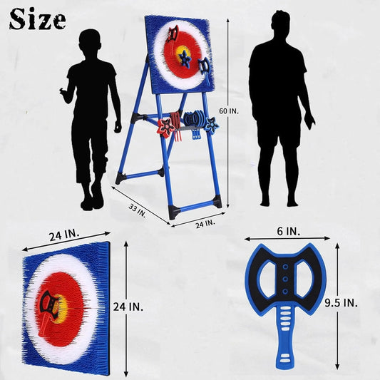 Axe Throwing Bristle Target with 8 Throwing Axes Set - Open Box