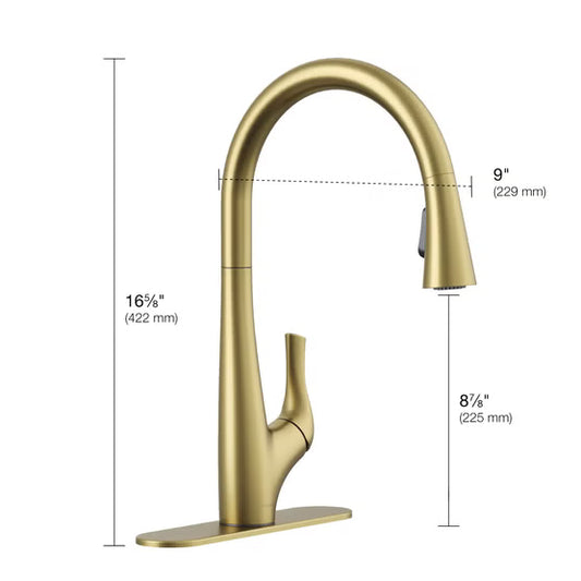 Kohler Bevin Pull-Down Kitchen Faucet - Vibrant Brushed Moderne Brass