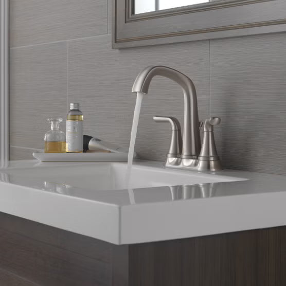 Delta Larkin Two-Handle Centerset Bathroom Faucet, Brushed Nickel