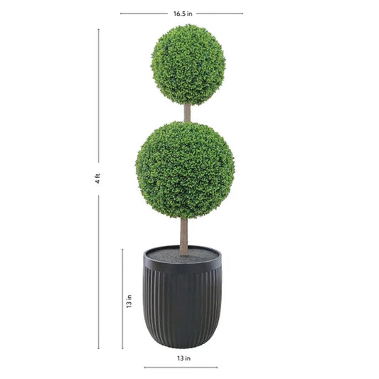 Beaumont Designs Faux 4' UV Resistant Boxwood Topiary Tree Indoor and Outdoor