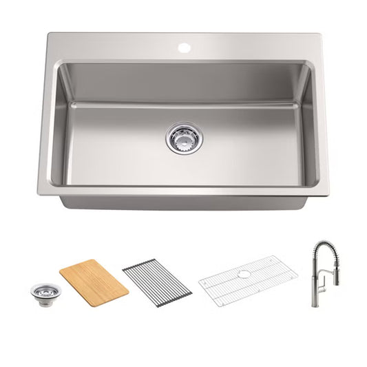 Kohler Provo 33-Inch Dual-Mount Workstation Kitchen Sink Kit
