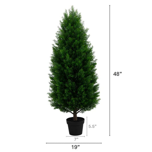 Nearly Natural Faux 4' UV Resistant Cedar Tree Indoor and Outdoor, 2-pack